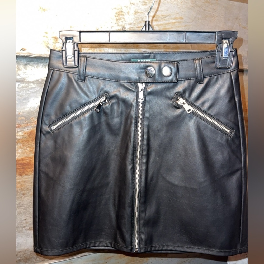 Black Faux Leather Mini Skirt